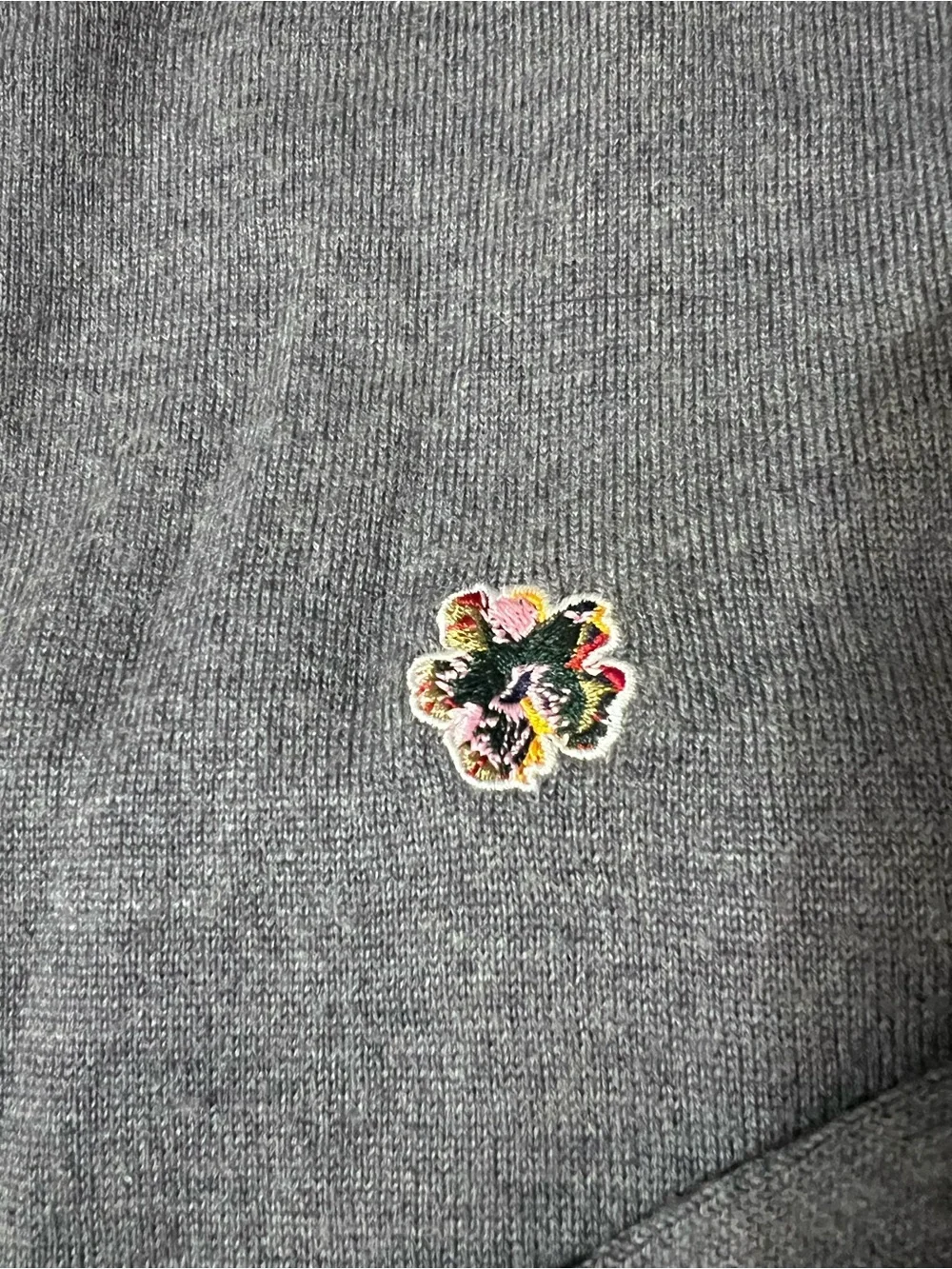 Ted Baker London Mens Size 3 Gray 100% Wool Crewneck Sweater Floral Logo